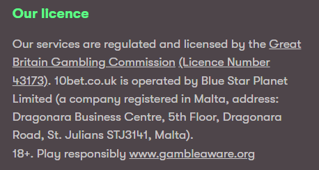 10Bet Licence Ukgc
