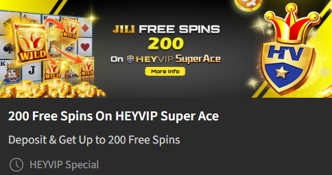 BetVisa Casino HEYVIP Super Ace — 200 JILI Free Spins, Deposit and Get Up to 200 Free Spins