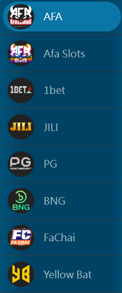Hawkplay slot providers: AFA, Afa Slots, 1bet, JILI, PG Soft, BNG, FaChai, Yellow Bat