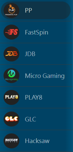 Hawkplay slot providers: PP Pragmatic Play, FastSpin, JDB, Micro Gaming, Play8, GLC, Hacksaw Gaming