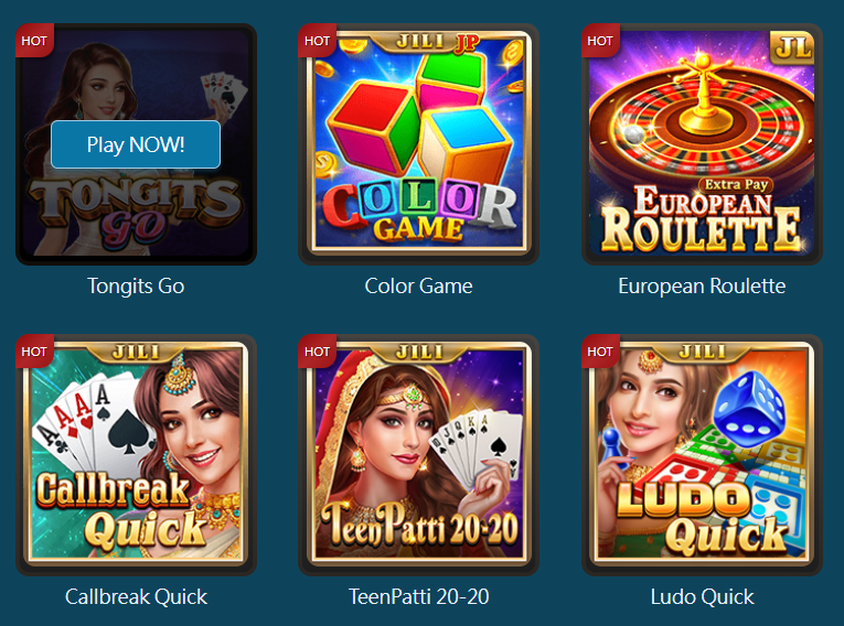 Hawkplay Casino Table Games — Tongits Go HOT, Color Game JILI JP HOT, European Roulette Extra Pay HOT, Callbreak Quick JILI HOT, TeenPatti 20-20 JILI HOT, Ludo Quick JILI HOT