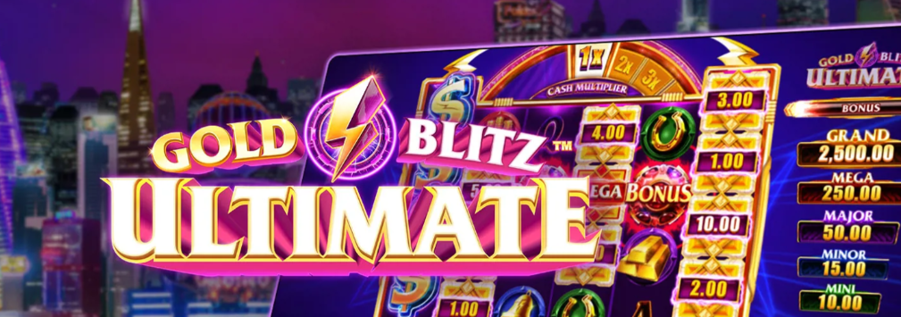 JackpotCity Casino Gold Blitz Ultimate — 5-tier jackpot GRAND £2,500 MEGA £250 MAJOR £50 MINOR £15 MINI