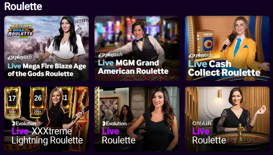 JackpotCity Casino Live Roulette — Playtech Mega Fire Blaze Age of the Gods, MGM Grand, Evolution XXXtreme Lightning