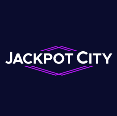 JackpotCity Casino logo — white JACKPOT CITY text on dark background with purple accent lines