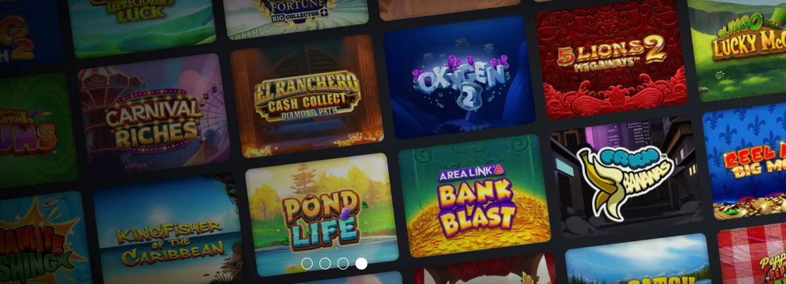 JackpotCity Casino game lobby — 450+ premium casino games including slots, Megaways, Area Link
