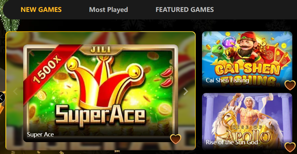 MNL777 Casino games lobby — Super Ace JILI 1500x New Games Most Played Featured, Cai Shen Fishing, Rise of Apollo