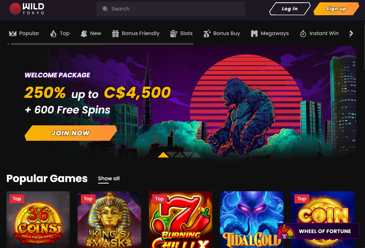 Wild Tokyo Casino Neon Interface